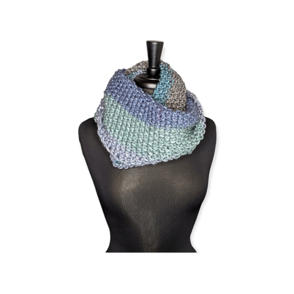 Cowl Chunky Knit Cool Colors Infinity Scarf